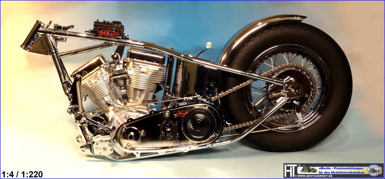 Harley Davidson Panhead Easy Rider Captain America teilmontiert in 1:4